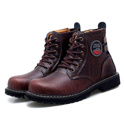 China 2022 Fashion Trend Genuine Leather Warm Brown Genuine Leather Outdoor Boots Men's Work Shoe Boot Increasing Hunting Men's Boots for sale