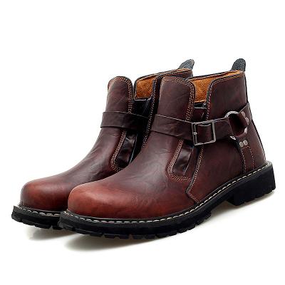 China Custom Fashion Metallic Men's Fashion Trend Logo Work Shoes Outdoor American Style Martin Boots For Men for sale