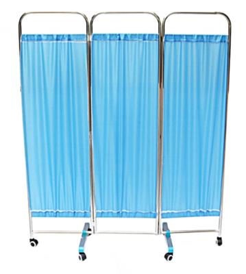 China 3 Fold Traditional Traditional Hospital Folding Bedside Screen Ward Screen Foldable Divider With Wheels for sale