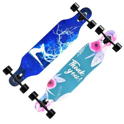 China Fashion Personality Drop Boarding Skate Board 8 Ply 42 Inch Long Dancing Four Wheel Full Board Maple Skateboard for sale