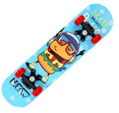 China New Design Durable 7 Ply Chinese Maple Round Double Kick Cover 24 Inch Skate Board Complete Skateboards For Kids Beginners for sale