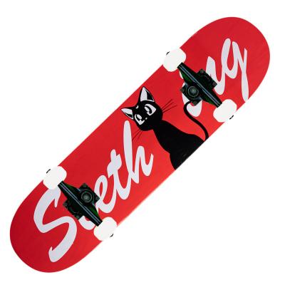 China Durable 31 Inch Aluminum Alloy Bracket Baking Sparkle Durable/Anti-skidding Roll 7 Layers Maple Skateboard Bat Full Board Skateboard For Beginner for sale