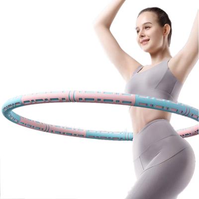 China Polynesian Dance Ring Detachable Stainless Steel Easy Fit Body 6 Sections Fitness Weighted Waist Slimming Fitness Circle Trainer for sale