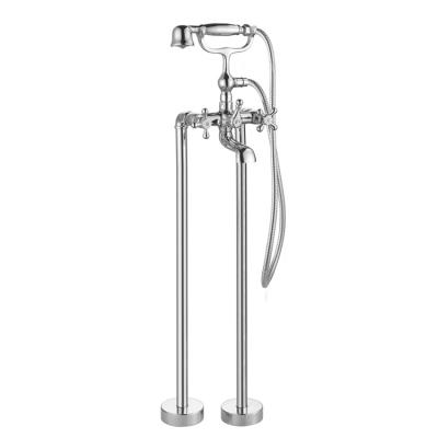 China Without Slide Bar Classic Kaiping Type Floor Standing Clawfoot Freestanding Tub Faucet Bathtub Faucet Bathroom Stainless Steel Contemporary Brass for sale