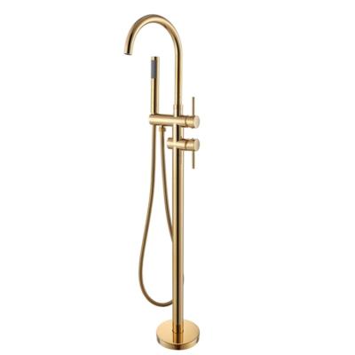 China Modern Bronze Bathtub Faucet Floor Bracket Sliding Bar Cold Free and Hot Water Mixer Floor Faucet Bathtub Faucet for sale