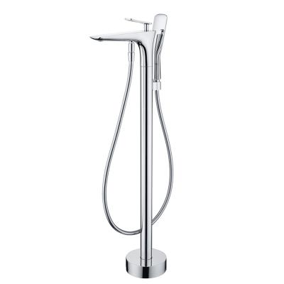 China Brass Free Standing Bathtub Faucet Floor Mounted Bath Shower Mixer Slide Bar Free Standing Bathtub Faucet Mounted Tub Filler Shower Mixer for sale