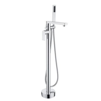 China Free Standing Bathtub Faucet Free Standing Luxury Brass Single Lever Floor Mounted Bathtub Faucet Bath Mixer Tap Popular Product Sliding Bar for sale