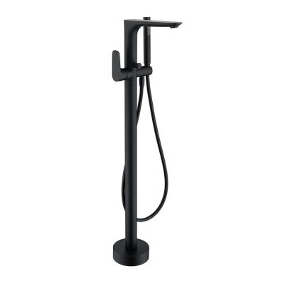 China Without Europe Free Standing Bathtub Mixer Taps Matt Black Bath Floor Mounted Sliding Bar Spout Faucet for sale