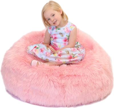 China Sofa Bed No Filing Cute Pink Furry Bean Bag Chair For Kids Toddler Soft Home Living Room Furniture for sale