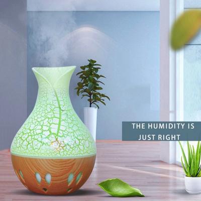 China USB Aroma Oil Diffuser Slot Ultrasonic Aromatherapy Mist Maker Wooden Car Vase Electric Lamp Humidifier for Home for sale