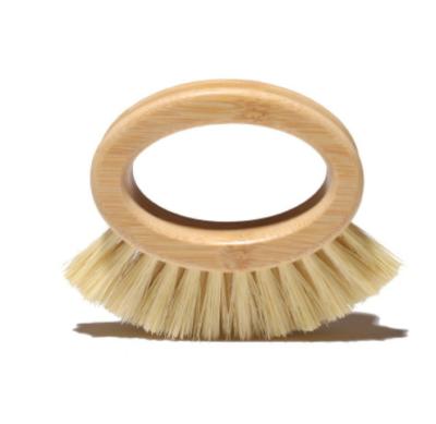 China Natural Sustainable Bamboo Dish Brush Dish Scrub Brush With Handle Ring Shaped Fruit Vegetable Cleaning Brush Kitchen Bomb Pan Pot Bottle for sale