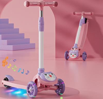 China Adjustable Children 3 Wheels Seat Kid Height Kick Scooter Foot Scooters Kids Foldable Flashing Scooter for sale