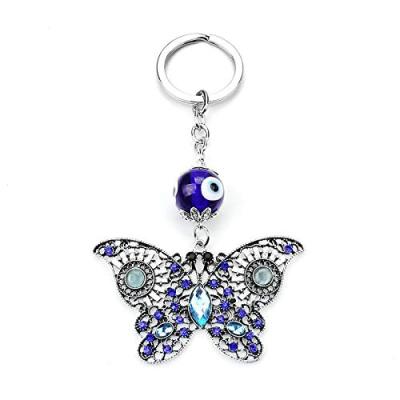 China Evil Eye Crystal Butterfly Keychain Keyring Car Promotional Advertising Cute Animal Accessories SA3784 for sale