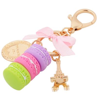 China Promotional Advertising Ring Alloy Keyring Cake Keychain Macaron Key Chain Purse Decoration SA4287 for sale