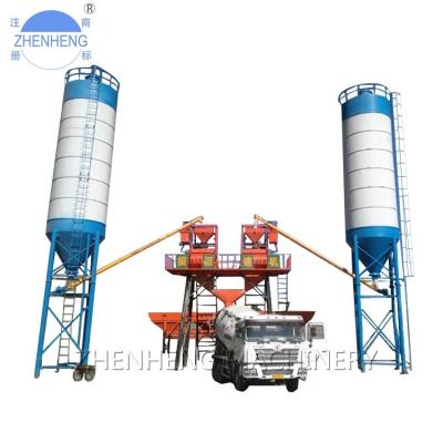 China building material stores mini portable concrete batching plant 25m3 concrete batching plant hzs25 js500 mixing plant for sale