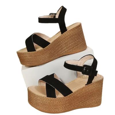 China Fashion Trend Custom Dropshipping Logo Bohemian Style Women's Casual Shoes Platform Wedges Sandals For Women for sale