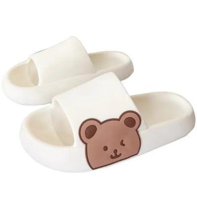 China Customized Wholesale Cartoon Bear Summer Bathroom Woman Sandals And Slippers Home Cute PVC Cushioning for sale