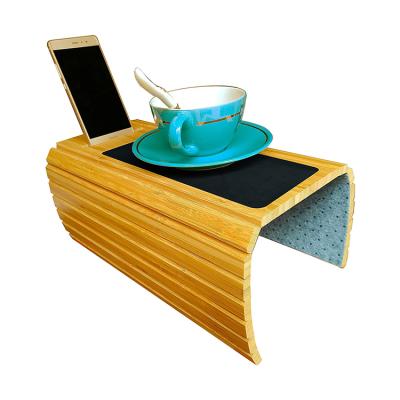 China Bamboo Wood Stocked Sofa Arm Tray For Couch Sofa Tray Couch Flexible Arm Table Perfect For Drinks Snacks for sale