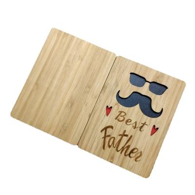 China New Bamboo Wooden Design Personalized Best Dad Greeting Card Father's Day Bamboo Wooden Gift Certificate for sale