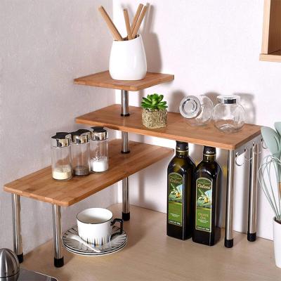 China Custom Stocked Logo Bamboo Kitchen Rack For Dies Ant Dust Plate Rack Rack Kitchen Spice Holder for sale