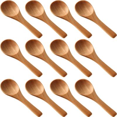 China Sustainable Wooden Small Spoon Honey Tea Spoon Cooking Kitchen Seasoning Oil Coffee Tea Seasoning Sugar Spoon for sale