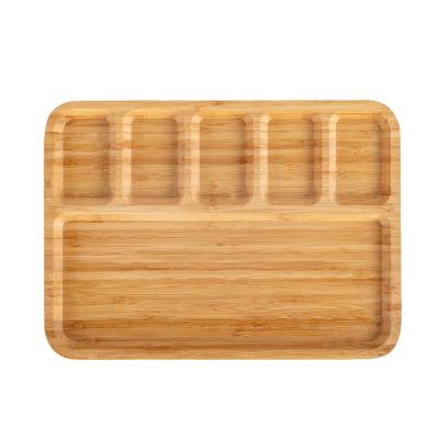 China Sustainable Custom Wooden Dessert Nut Serving Tray Dinner Tray 100% Natural Large Rectangular Bamboo Fast Food Dish Bamboo Tray Restaurant for sale