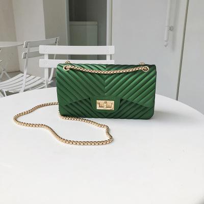 China Other New Style Fashionable Korean Pure Metal Color Chain Messenger Bag Women's PVC Shoulder Handbag for sale