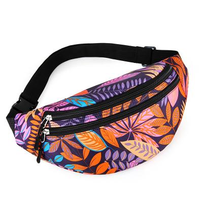 China 2021 New Anti-theft Multifunctional Messengers Bag Fashion Flower Pattern Mobile Phone Wallet Sports Bag Unisex Waterproof Waist Bag for sale