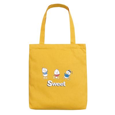 China 2021 new canvas bag cartoon color single shoulder folding shopping bag fashion female pure cute handbag for sale