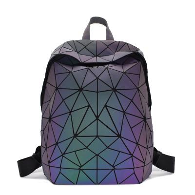 China 2021 Matte Backpack Unisex Luminous Computer Bag Wholesale High Quality Geometric Diamond Backpack for sale