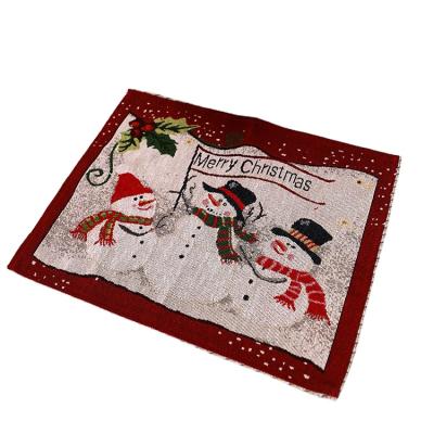 China Christmas Ornament Family Cotton Dining Table Cloth Home Atmosphere Decoration Props Rice Bowl Red Rice Bowl Mat for sale