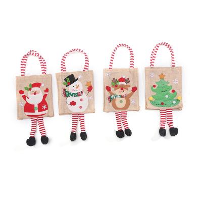 China 2021 New Christmas Canvas Fabric Handbag Gift Embroidered Candy Canvas Bag Beautiful Creative Decoration Bag With Feet for sale