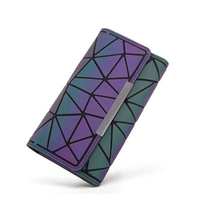 China Wholesale fashion rhombus high quality geometric wallet purse fashion mobile phone colorful triple card bag for sale