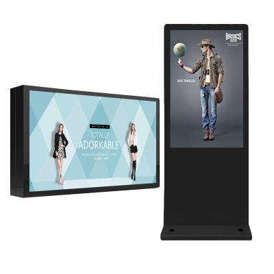 China 65 Inch Indoor Outdoor Interactive Advertising Digital Display Advertising Sign Machine Wall Mounted Standing LCD Display for sale