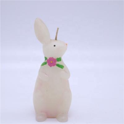 China Unique Shape Customized Logo White Paraffin Wax Rabbit Candles For Easter Holiday for sale