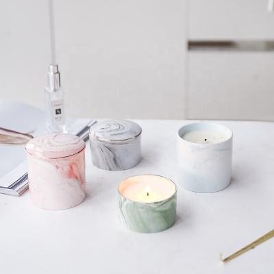 China Ceramic Jar Container For Candle Rose Gold Candle Containers Round Colored Porcelain Candle Jars for sale