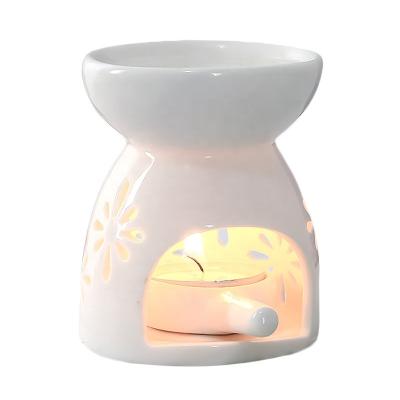 China Candle Heater Ceramic Oil Burner Black Wood Frame Aroma Oil Burner for sale