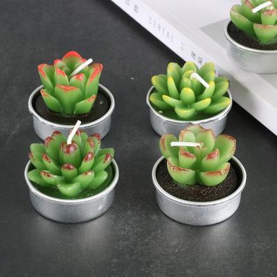 China Cement Basin With Tealight Succulent Candle Design Delicate Decoration Candle for sale