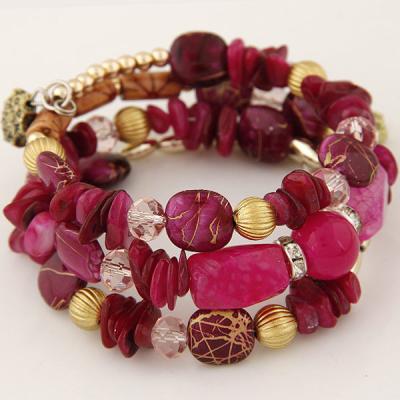 China Boho Charm Vintage Boho Colorful Stone Bracelets Women Ethnic Multilayer Handmade Bohemian Bead Bracelet for sale