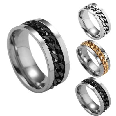 China Fashion Trendy Wholesale American Titanium Steel Unisex Chain Rings Gold Plated Jewelry for sale