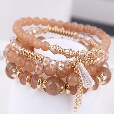 China Wholesale Soft Tassel Stretch Bracelets Vintage Fashion Multi Layer Women Boho Beaded Bracelet Set Handmade for sale