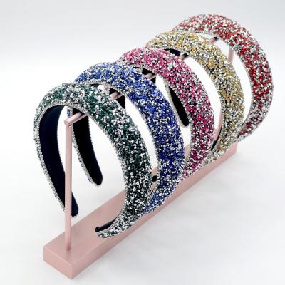 China 2021 Soft Luxury Diamond Designer Crystal Stretch Sparkle Bling Shiny Headbands for sale