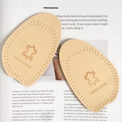 China Comfortable Premium Breathable Unisex Ball Ultra Light Forefoot Half Insole Foot Pad Latex Foam Insole And Cowhide Leather Insole for sale