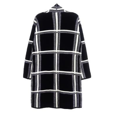 China Professional Logo Anti-Wrinkle Women's Casual Sweater Plaid Style Women's Sweater Coat Custom Long Cardigan Length for sale