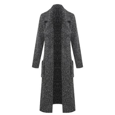 China Women's anti-shrink wool coat in Fall/Winter 2021 for middle-aged mothers, a plaid mid length coat with the waistline is down above the knee for sale