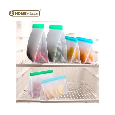 China Hot Selling Viable To Keep Refrigerator Cool Collapsible Frozen Food Reusable Silicone Freezer Storage Bag for sale