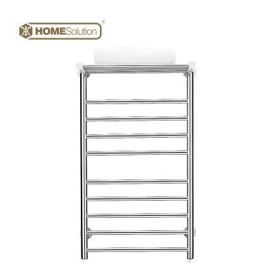 China Stainless Steel Sustainable Folding Electric Storage Heated Bathroom Corner Foldable Double Towel Rack for sale