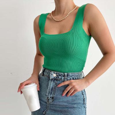 China Summer Breathable Custom Sexy Women Spring Bodycon Solid Sleeveless Slip Knitted Sweaters Top Vest for sale