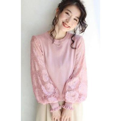 China Autumn Breathable Wholesale Designer Spring Long Sleeve Lace Crew Neck Women's Casual Pullover Sweater for sale