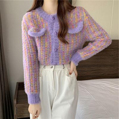 China Spring Breathable Autumn Knitted Cardigan Women Round Neck Long Sleeve Temperament Casual Sweater Women for sale